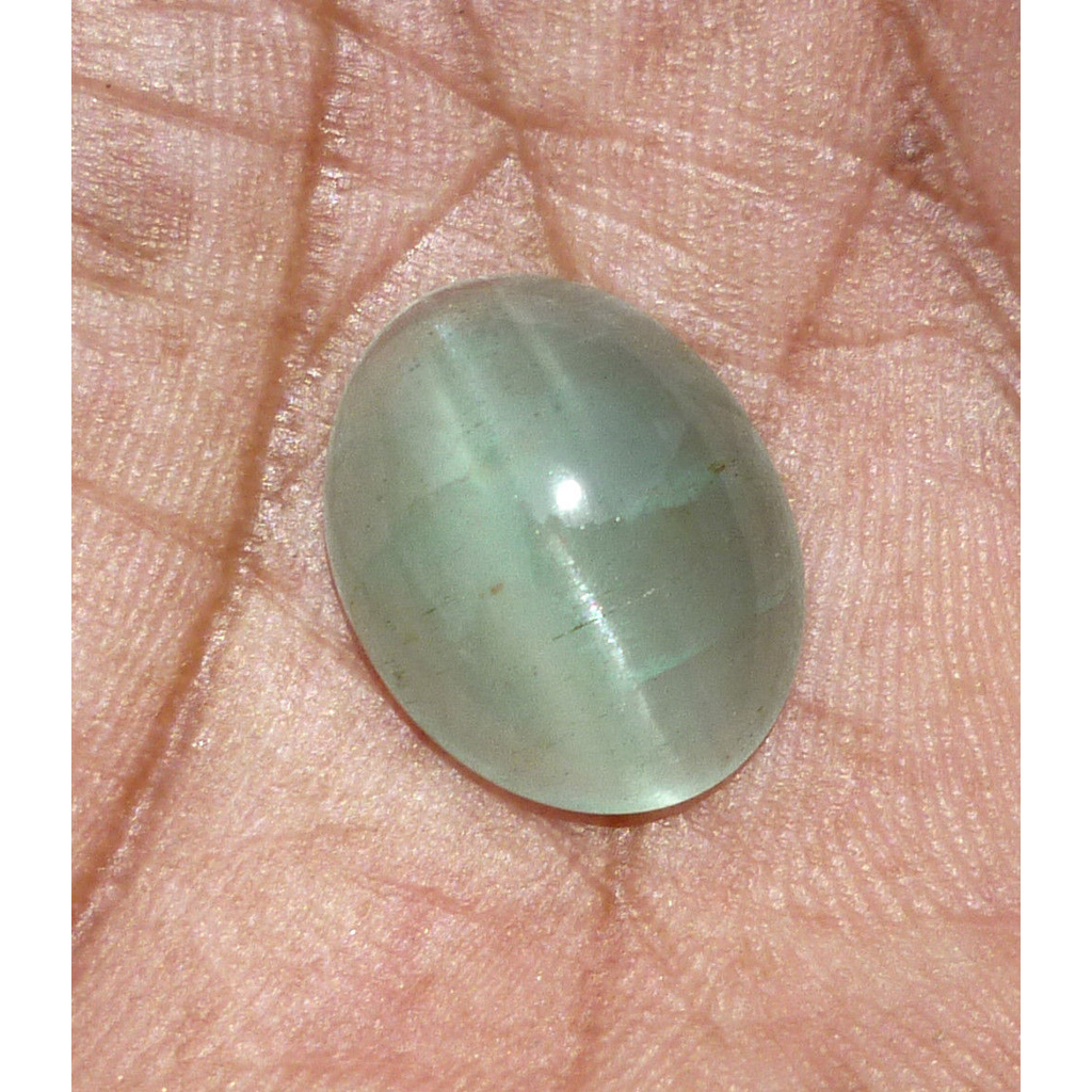 Natural Aquamarine Cat's Eye Lite Green Cabochon 9.98Ct AQ007