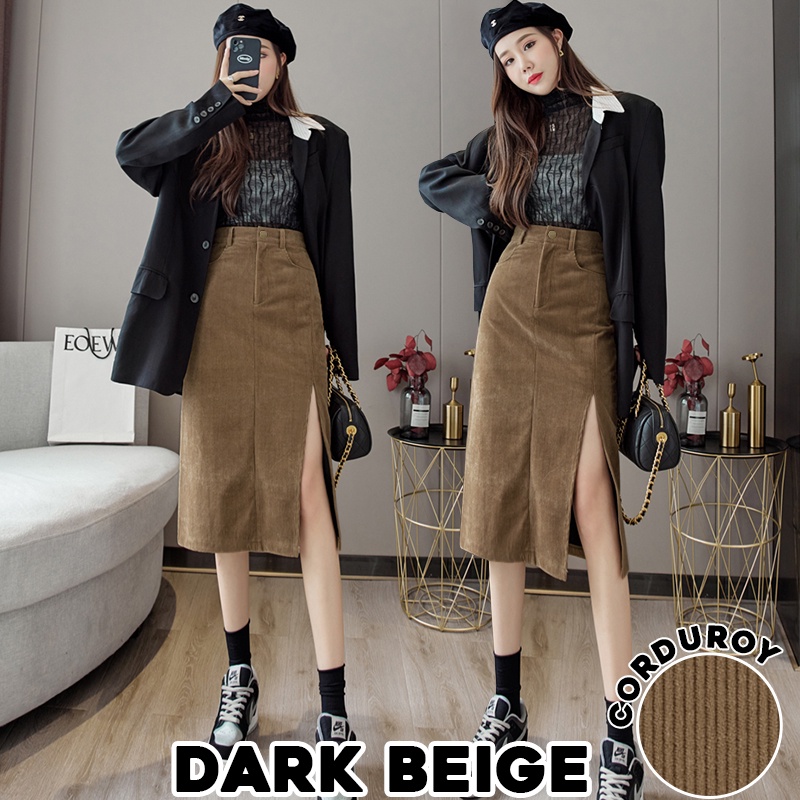 KARAKOREA 318 Corduroy Velvet Skirt/Korean Women Skirt/Midi Skirt