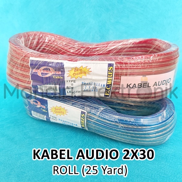 Kabel Audio Transparan 25Y Ukuran 2x30 - Kabel Listrik Transparan Kabel Audio Serabut 2x30 Per Roll 25 Yard