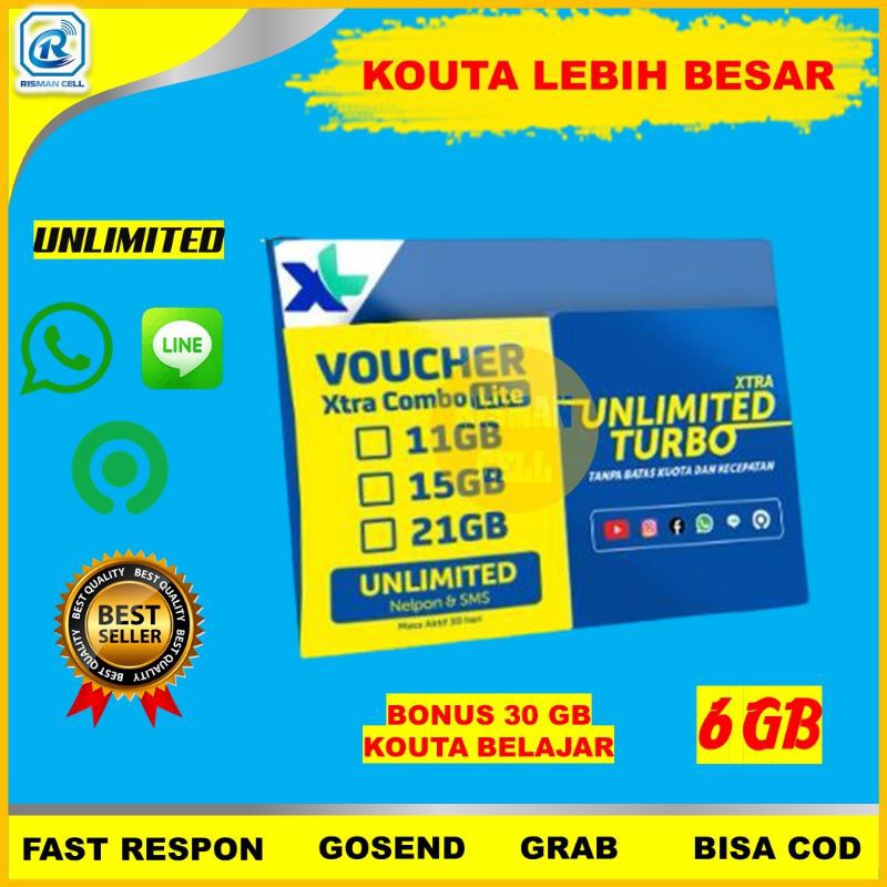 Kartu Perdana Sp Data Internet Kouta XL Unlimited Turbo Combo Lite Murah Cod Grosir 6gb