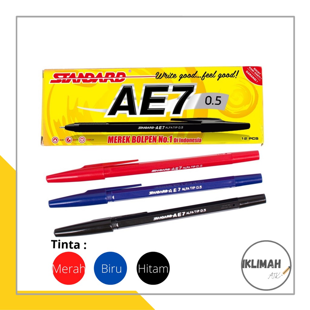 

Pulpen STANDARD AE7 Alfatip 0.7mm / Pena Tinta Hitam / Ball Pen