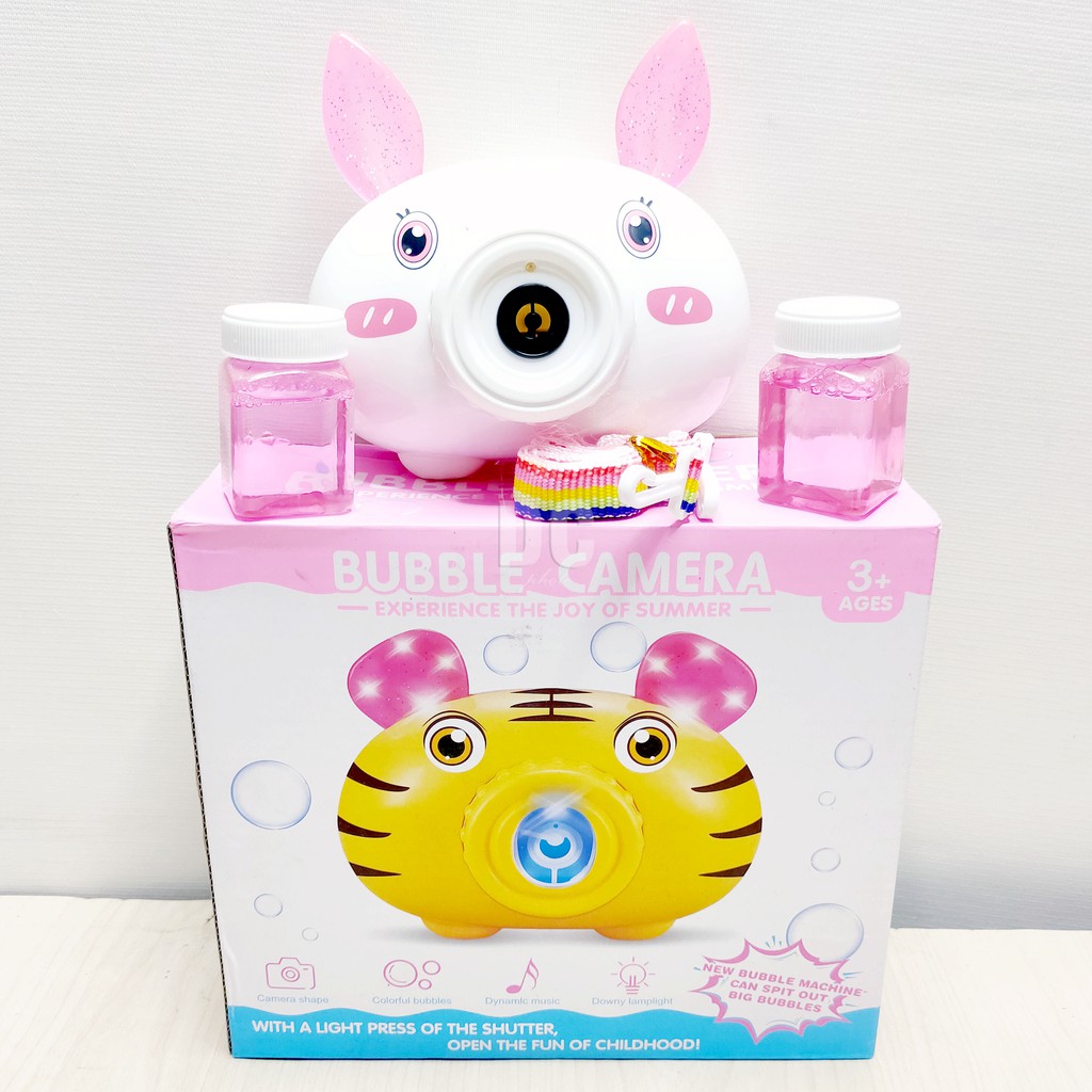 Bubble Camera Tiger Hello Kitty Rabbit Sapi Mainan Kamera Gelembung Sabun Musik Lampu Baterai