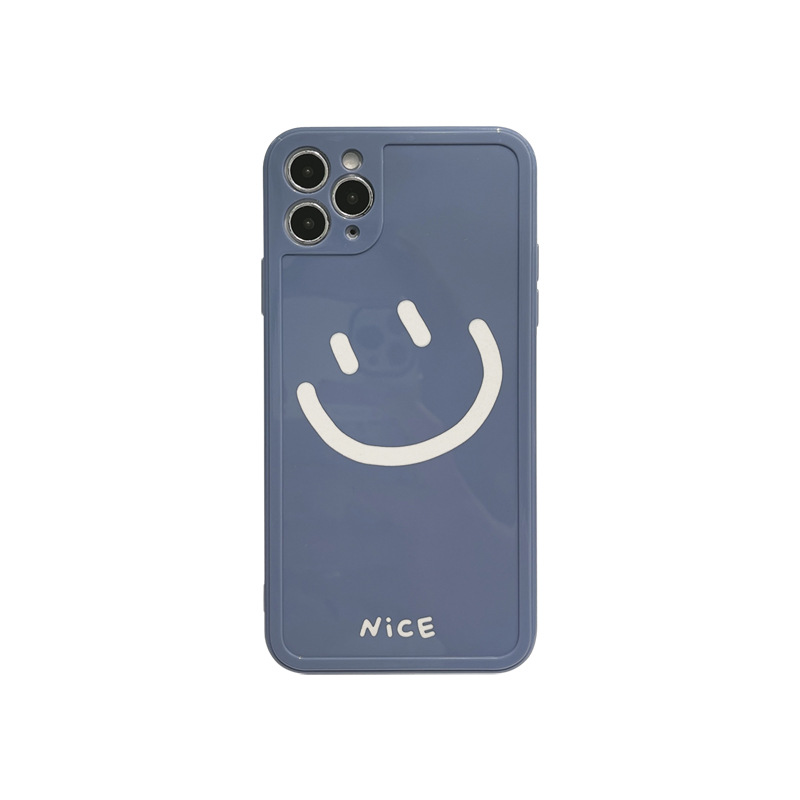 IPHONE Case TPU Soft Phone Warna Solid Smile Face Untuk Iphone14 13 12 Mini 11 Pro Max7 8 Plus Xr Xs Max Se2020