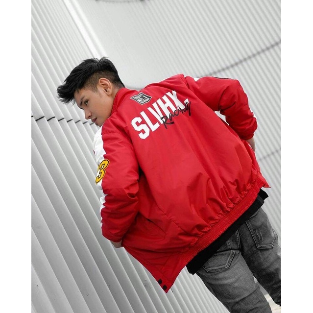 Jaket Nascar Slvhx Racing Team Jaket Salvio Hexia Jaket Parasut Salviohexia Jaket Pria Maroon Polet