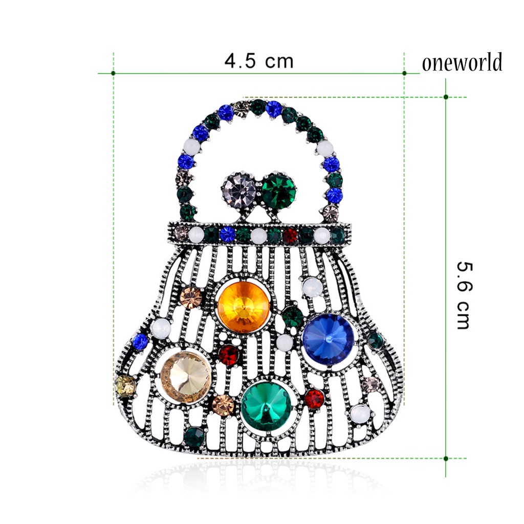 OW@ Brooch Multi-color Decorative Vintage Handbag Shape Lapel Brooch Pin for Party