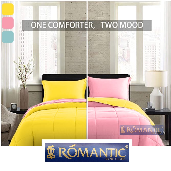 SALE!!! Two Tone / Two Colors King Bedcover Set ROMANTIC Katun Jepang Premium Bolak Balik Dua Warna 90x200 100x200 120x200 140x200 160x200 180x200 200x200