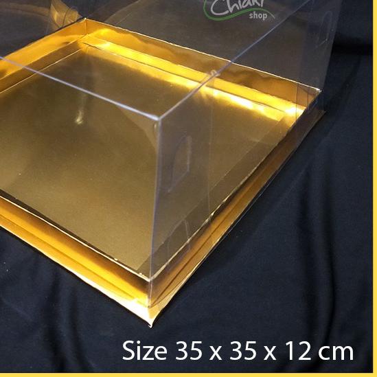 

➫ Box Mika GOLD Uk 35 x 35 x T. 12 cm / Cupcake isi 16 Cake Pudding Tart Dus Emas Karton Tebal CHIAKI ➶