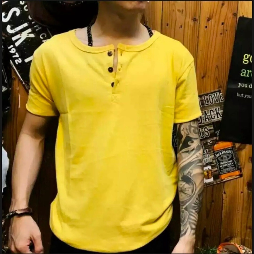 Kaos Polos Kancing / Kaos Polos Henley / Kaos Polos Kancing Depan / Kaos Polos Pria Keren