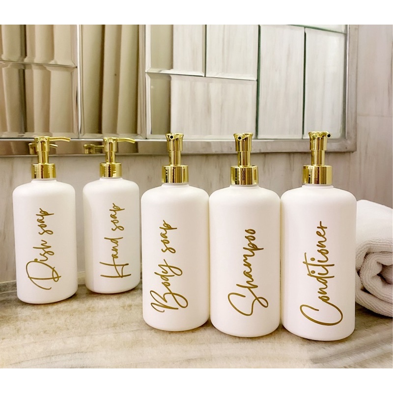 botol DOFF TEBAL 500ml gold new luxury. aesthetic bottle minimalist refill organizer tempat sabun cair pump estetik sabun mandi