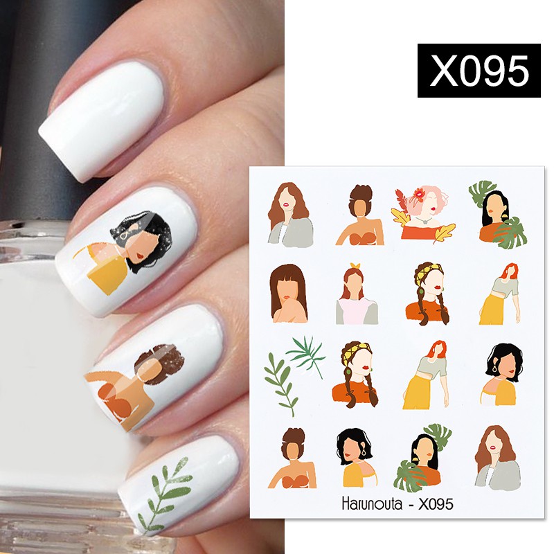 Stiker Kuku Motif Bunga leves Warna-Warni Untuk Nail Art