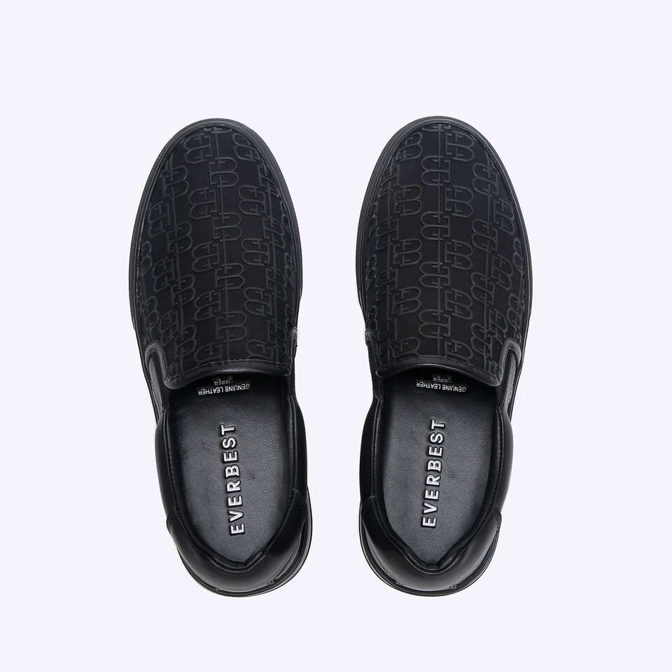 SEPATU SLIP ON EVERBEST PRIA ORIGINAL CASUAL ALL FULL BLACK POLOS EM20