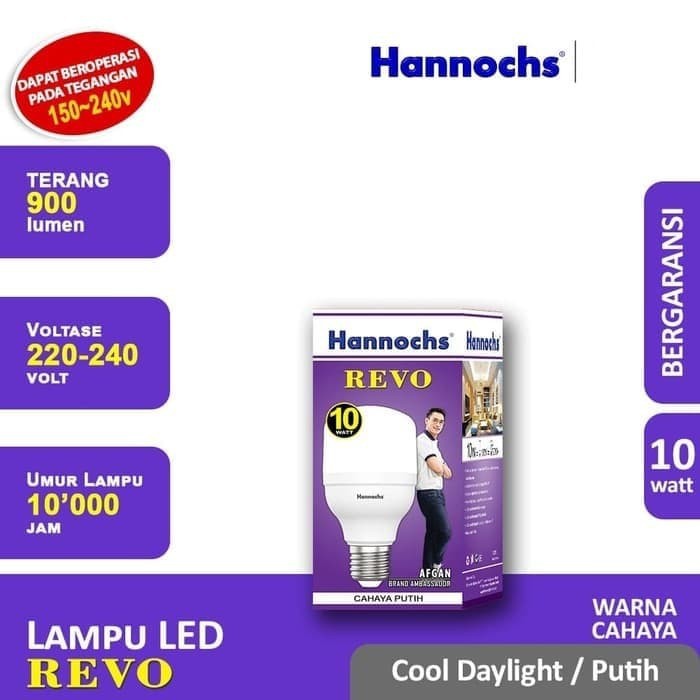HANNOCHS Lampu LED REVO 10 Watt - Cahaya Putih - Garansi 1 Tahun