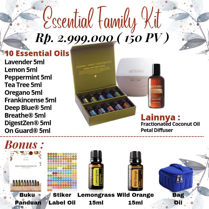 doTERRA Stater kit Paket Premium Lengkap Essential Oil kit / Family Essential Kit / HOME Essential  KIT ESSENTIAL OIL