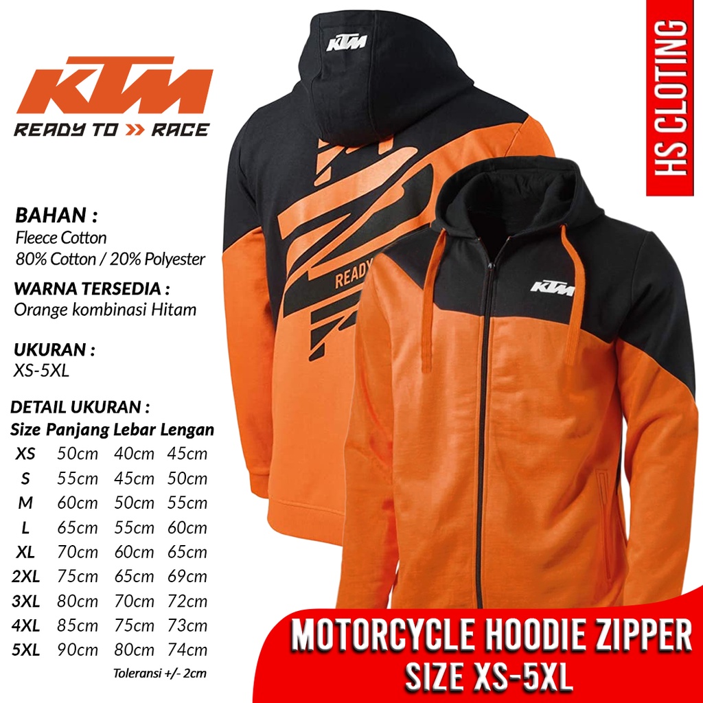 Jaket Motor XS-5XL KTM Racing Hoodie Zipper MX Motocross Trail Motogp Factory Racing Hoodie Zipper B