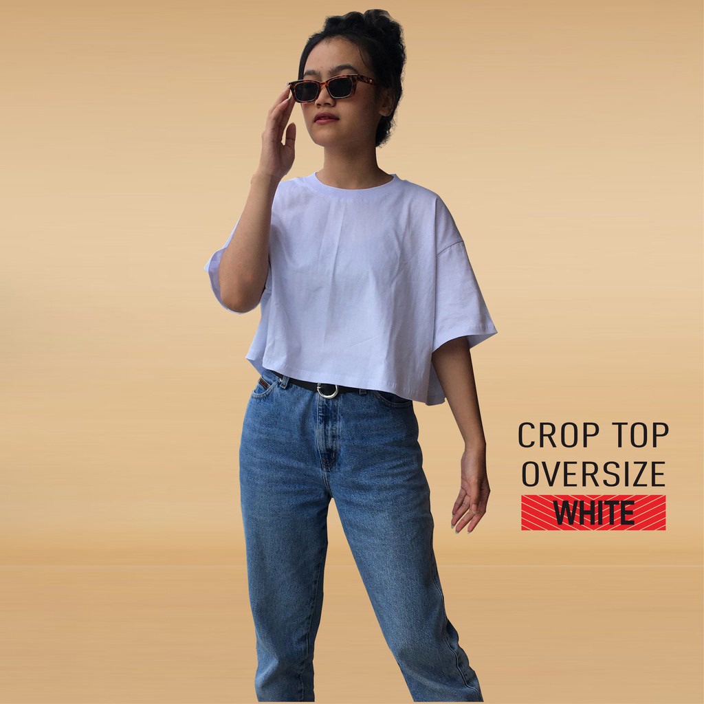 ZASKIYA - Crop Oversize Polos Wanita / Crop Top