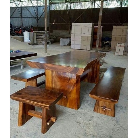 Set Meja Makan Kayu Trembesi Solid