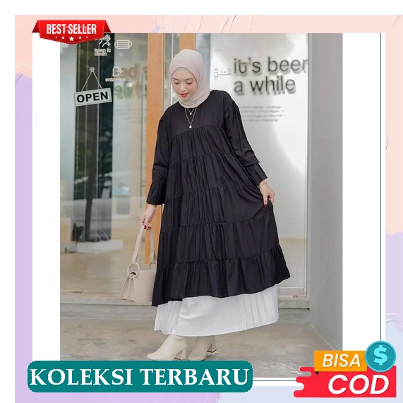 Tunik Wanita Motif Polos Atasan Tunik Remaja Baju Tunik Muslimah Terbaru 2021 -77 D.K Tunik Wanita J
