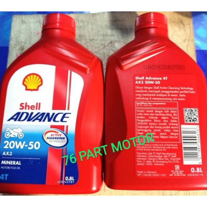 OLI SHELL AX3 UK. 800 ML SAE 20-50 FOR ALL BEBEK