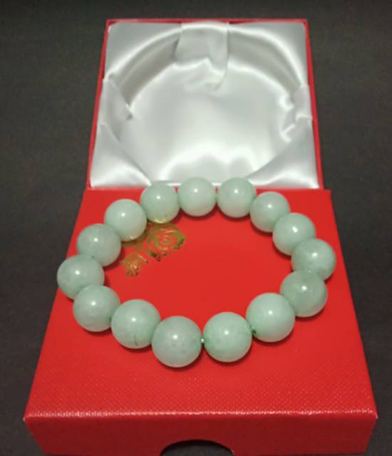 Gelang batu giok/gelang natural/gelang kesehatan 12 mm+kotak