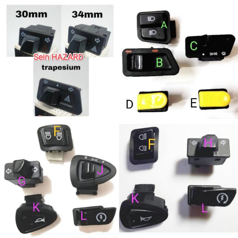 Saklar Sein Tombol Klakson Switch Dim Lampu Depan Pass Beam Start Hazard Motor Honda