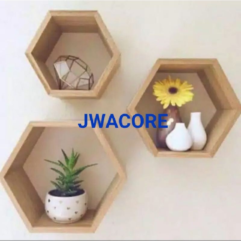 RAK DINDING SEGI ENAM HEXAGONAL 1SET 3PCS