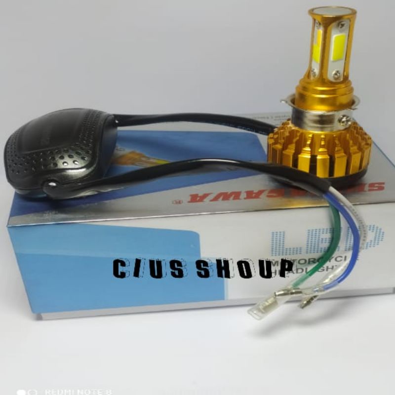 LAMPU LED UTAMA MOTOR H6 H4 HI LOW BISA 3 WARNA PUTIH BIRU KUNING BY SINAGAWA