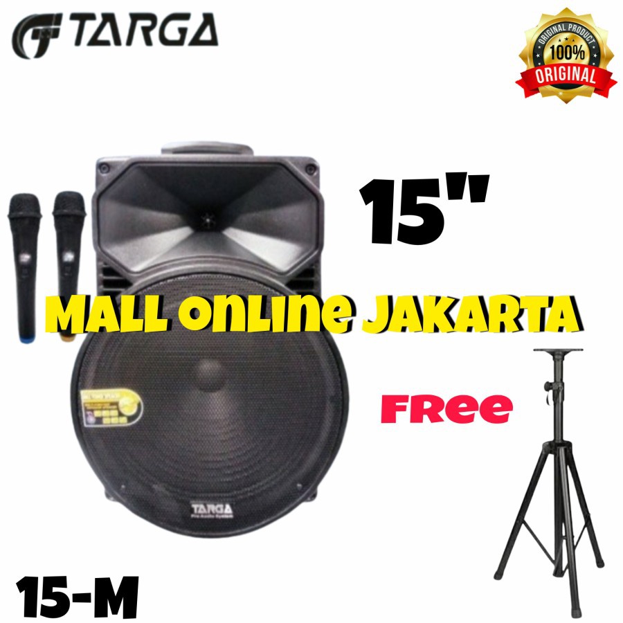 Speaker Aktif 15 inch Targa 15M / 15 M Portable bluetooth free stand