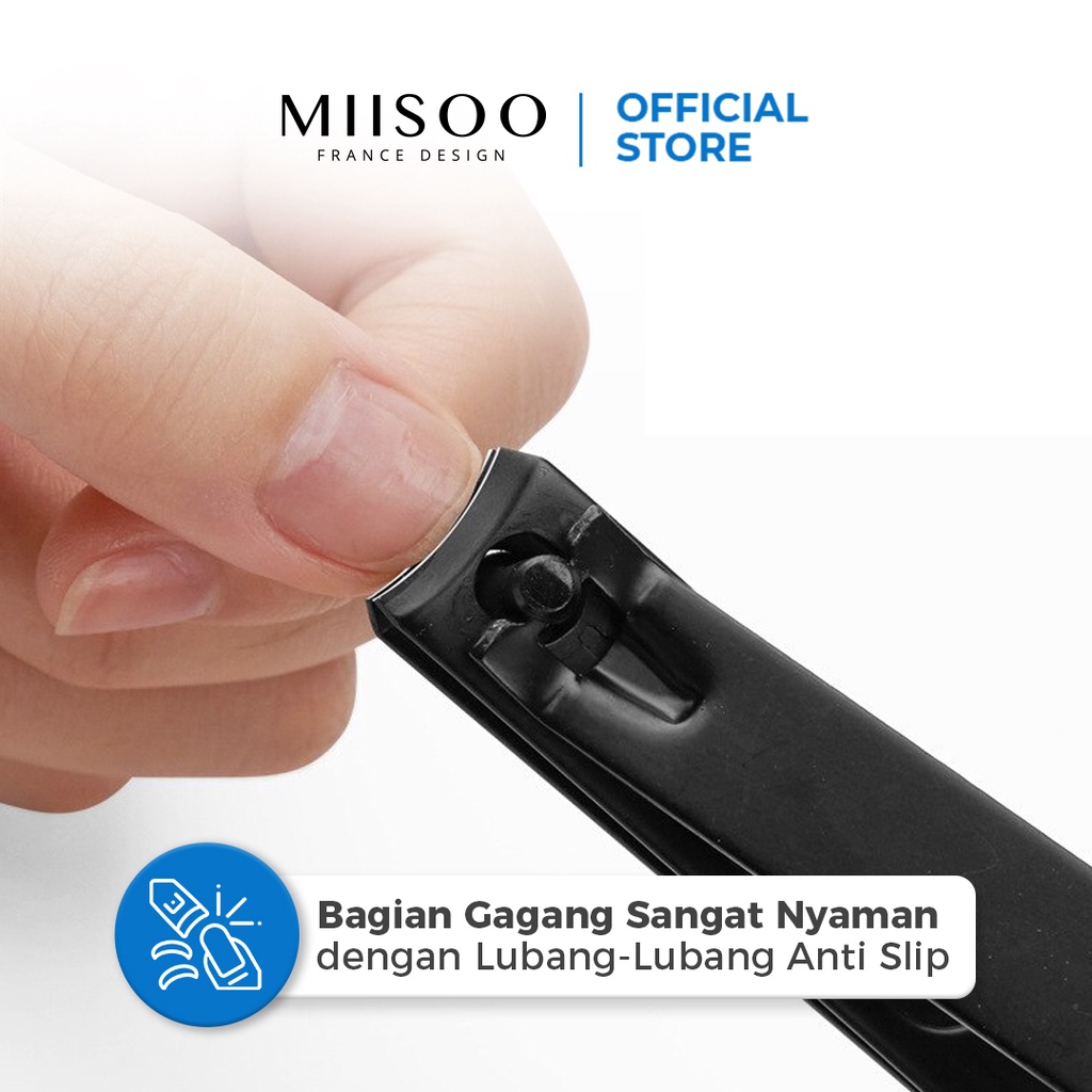 MIISOO Gunting Kuku Alat Potong Kuku Tajam Stainless Steel Manicure Pedicure Black