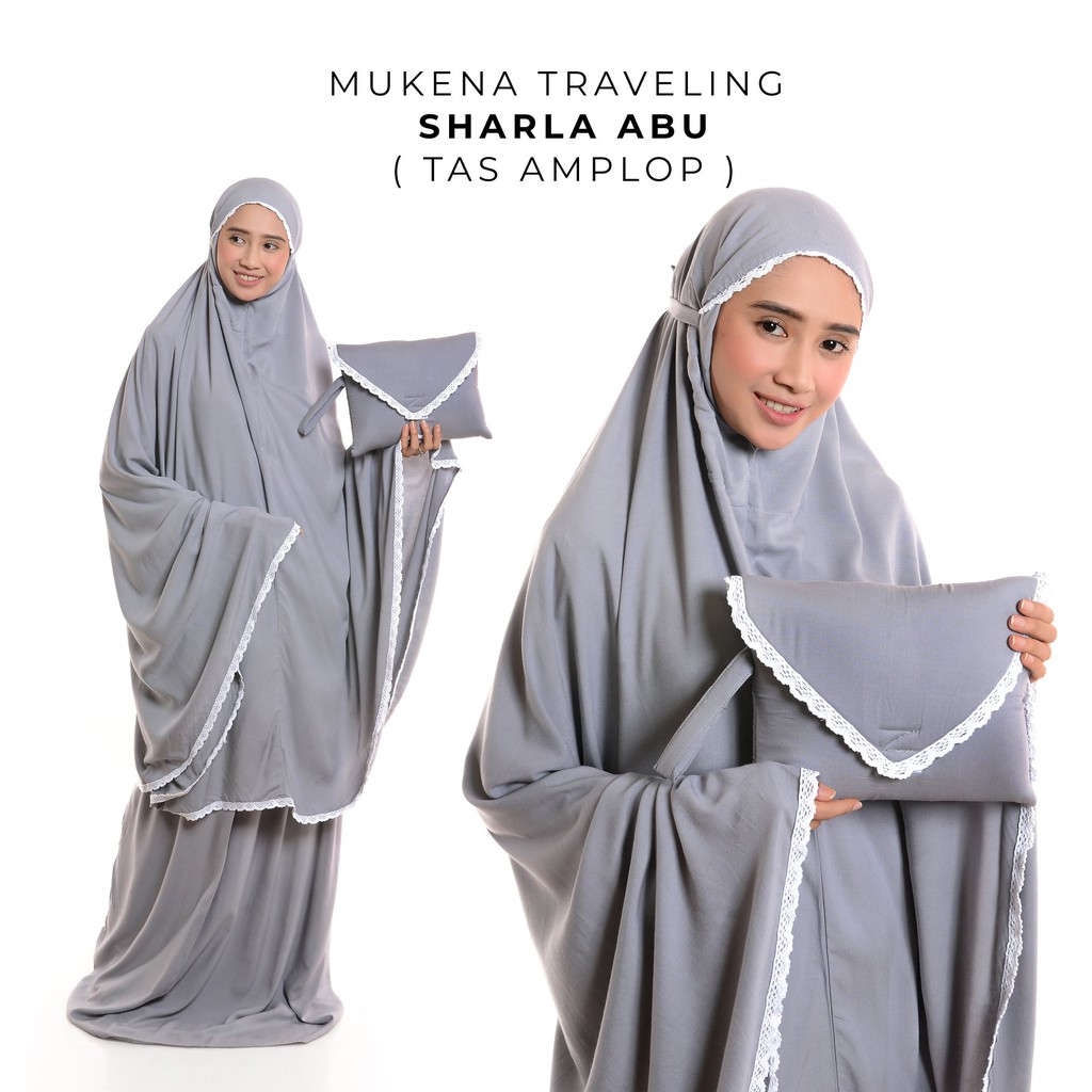 Mukena Polos Renda Dewasa Rayon Traveling Sharla