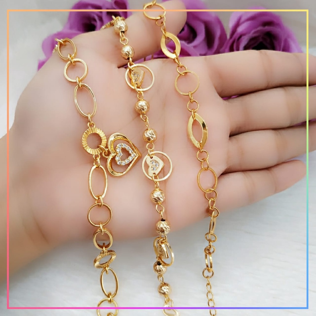 Gelang xuping gelang dewasa/remaja rantai jurai love merica perhiasan lapis emas gold GL 220