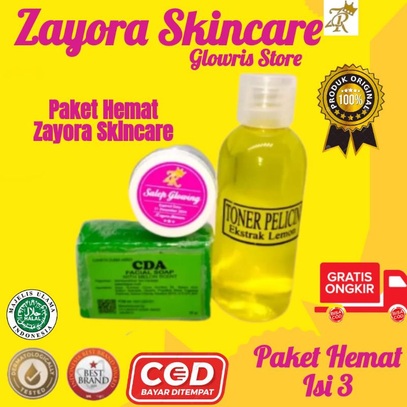 Paket Glowing Zayora Isi 3/ Peket Hemat Glowing Ampuh 5 X Lebih Cepat Hilang Flek Hitam