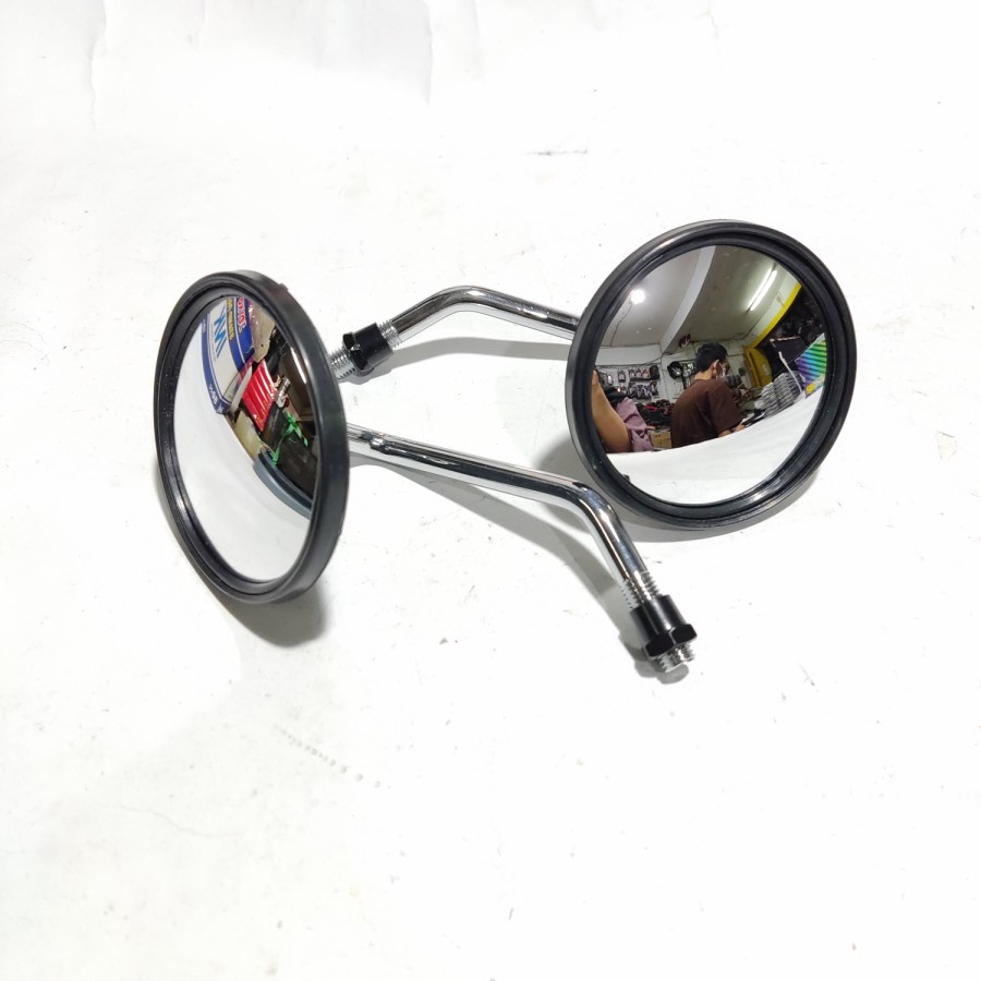 Spion mini bulat tangkai crome karbon beat scoopy honda kaca cembung