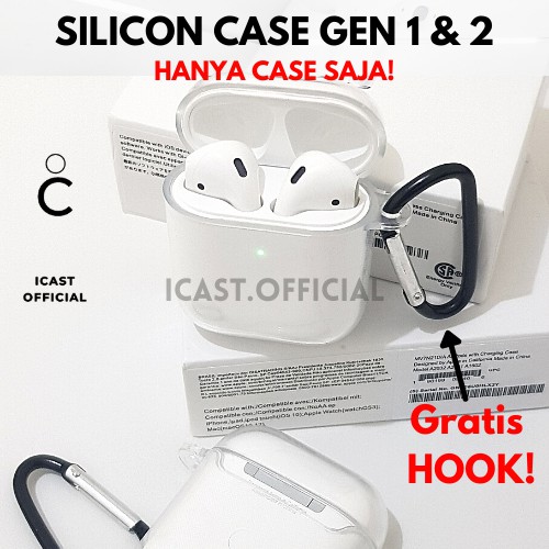 Case Airpods Gen 2 1 Silicone Case Gratis HOOK Transparant Case Airpods Casing Bening Airpods