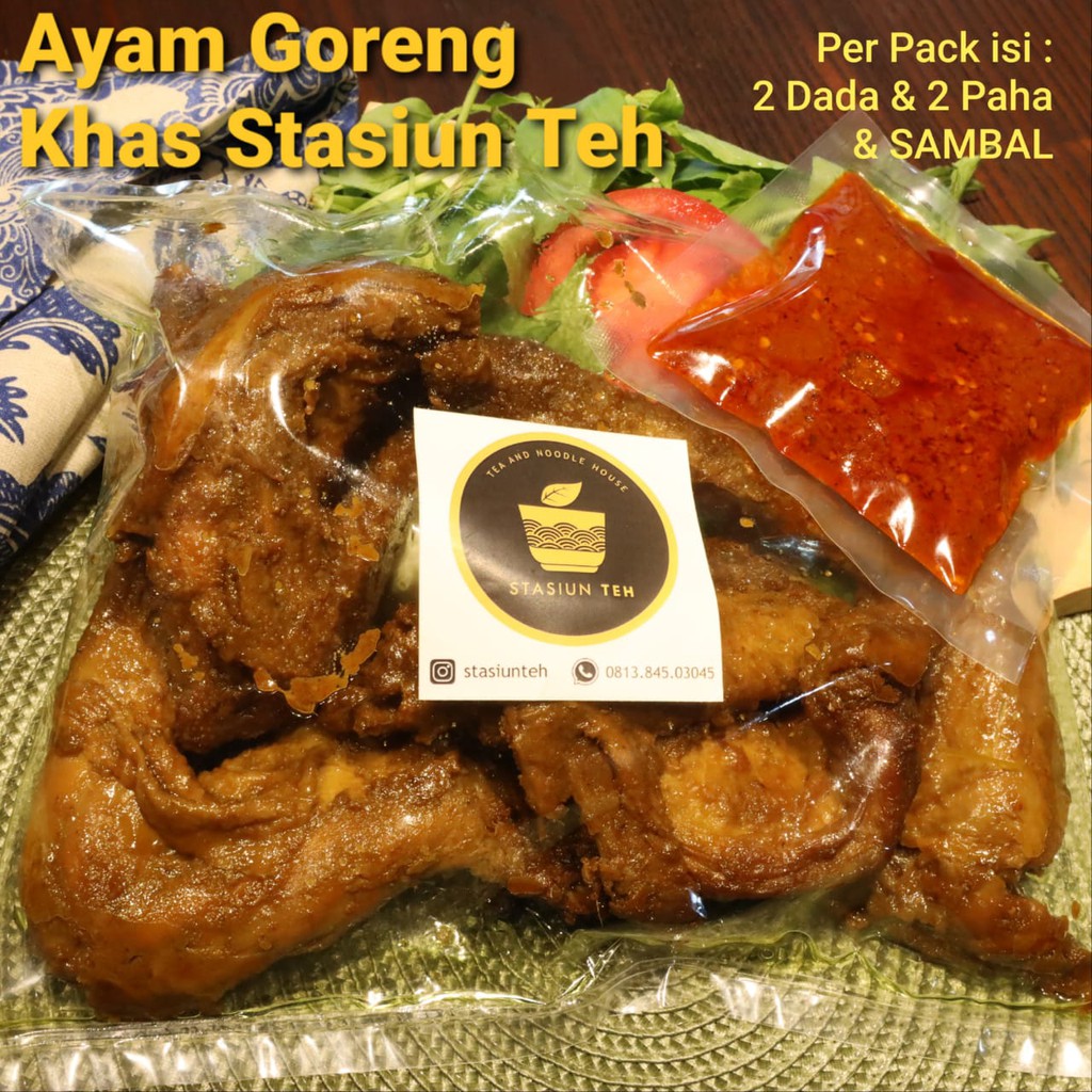 

Ayam Goreng Kemasan Frozen - isi 2 dada , 2 paha dan sambal khas Stasiun Teh