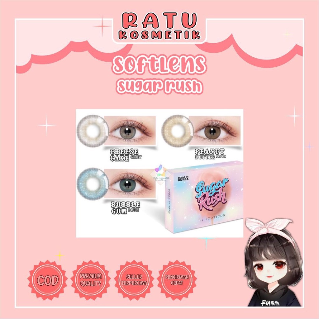 ❤ RATU ❤ Softlens Sugar Rush Korea By Exoticon Normal | Soflens Dia 14,2mm