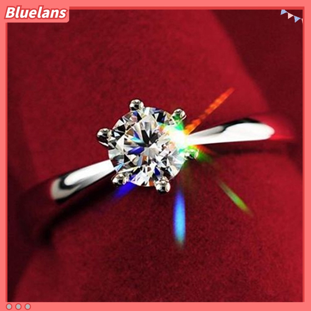 Bluelans Cincin Zircon Inlaid Ukuran 6-9 Untuk Wanita