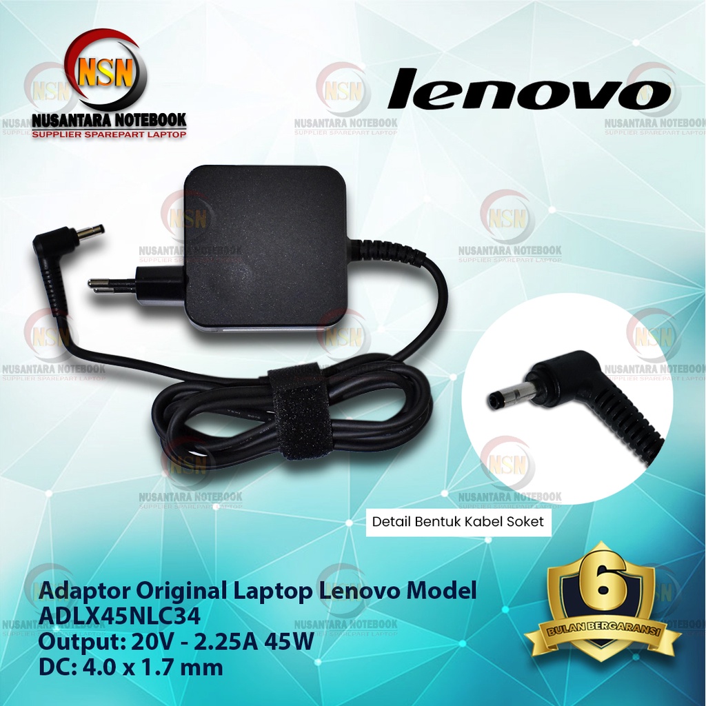 Adaptor Charger Original Lenovo 20V - 2.25A 45W DC 4.0 for IP 100