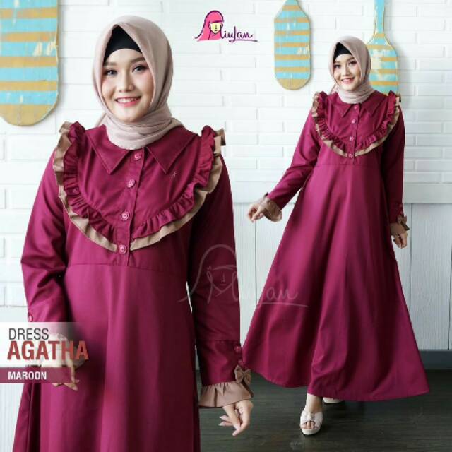 DRESS AGATHA MIULAN TERBARU GAMIS SIMPLE