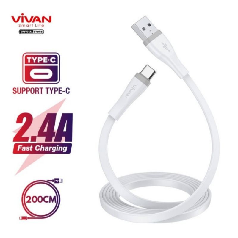Vivan SC200S kabel data USB TYPE C 2 meter 2,4A 200CM Tipe C