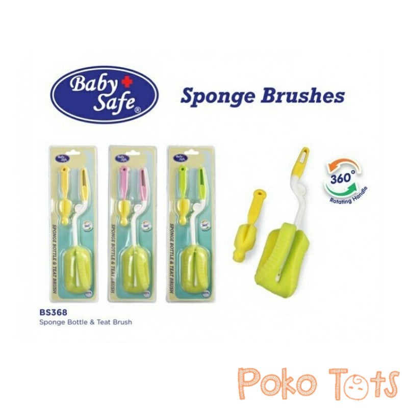 Baby Safe Sponge Bottle &amp; Teat Brush Sikat Pembersih Botol dan Dot Bayi
