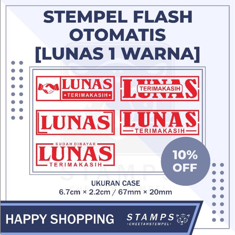

STEMPEL LUNAS, STEMPEL OTOMATIS, STEMPEL FLASH 67mmx22mm