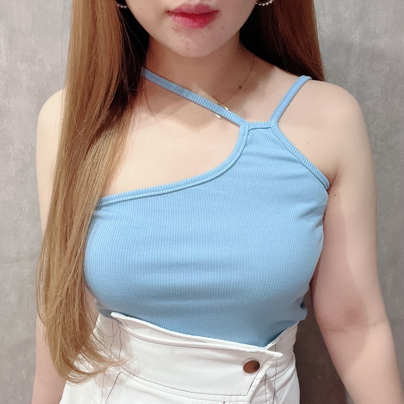 Knitted Halter Tank Top X Crop Top | Kaos Kamisol Tanktop Sexy Atasan Wanita Korean Fashion | Maimon Grosir