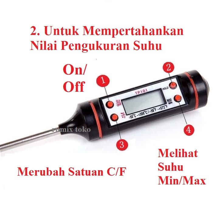 Termometer Masak Suhu Air Masakan Obat Dapur Thermometer TP101 Digital