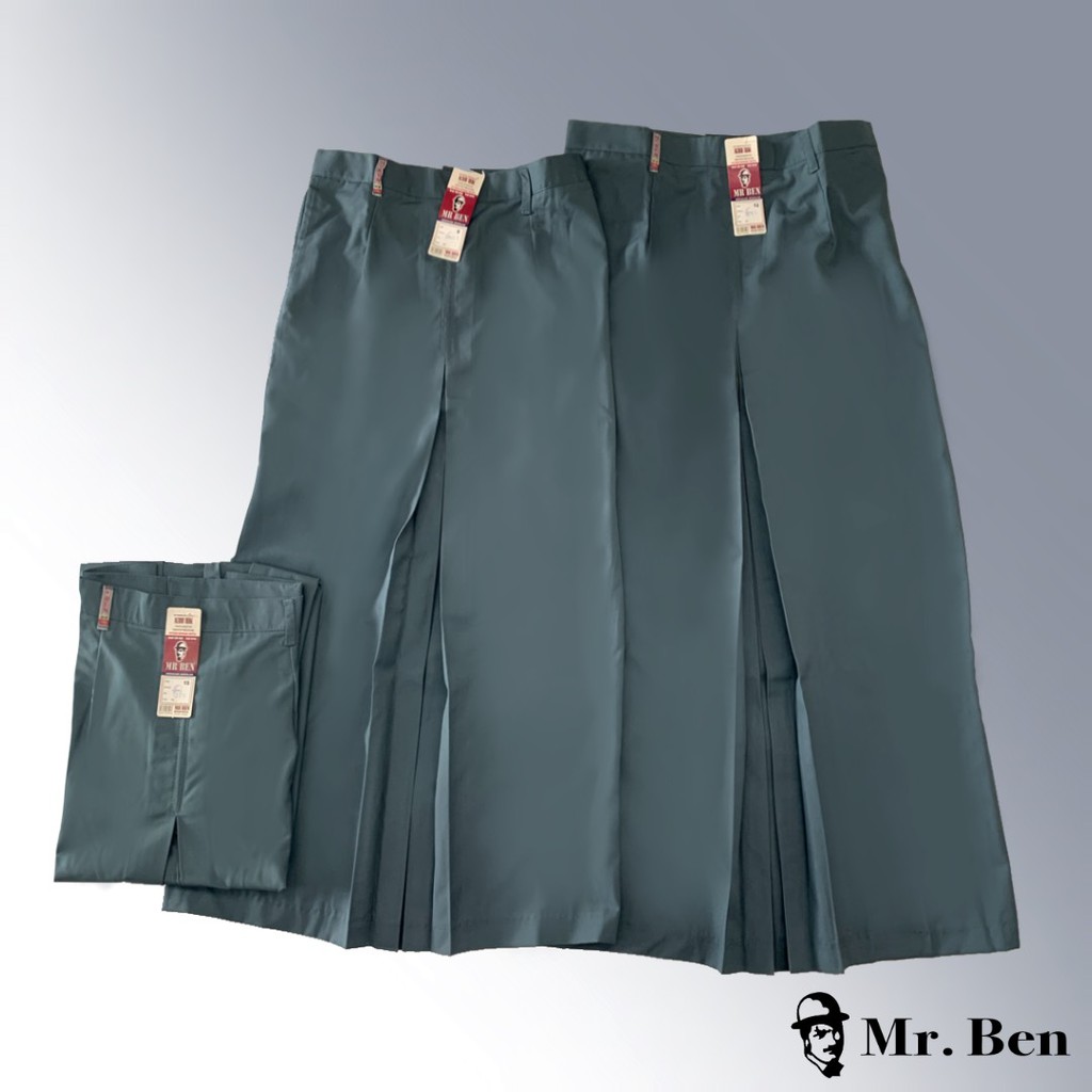 MR.BEN Seragam Sekolah Rok SMA Abu Famatex Panjang Span