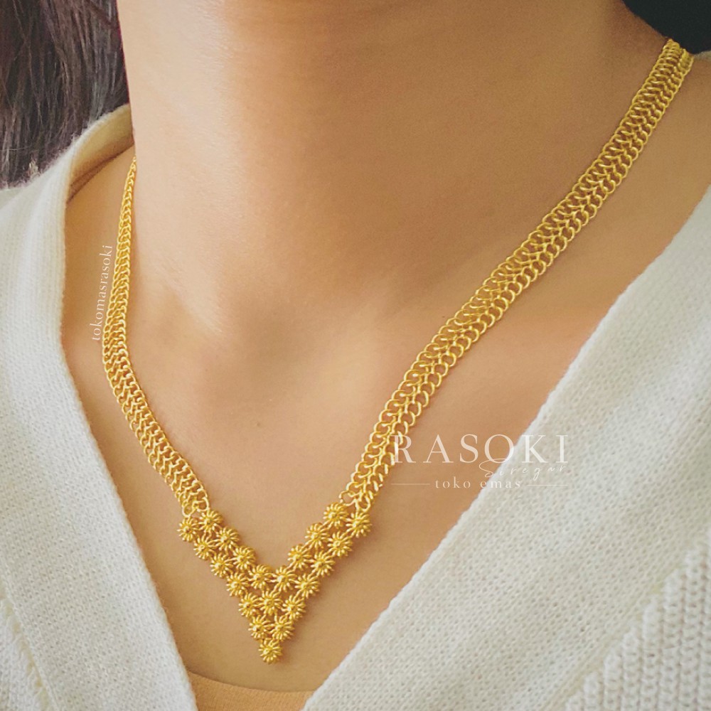 KALUNG EMAS ASLI BUNGA MATAHARI  30gram EMAS LONDON LM 99,9 | TOKOMASRASOKI