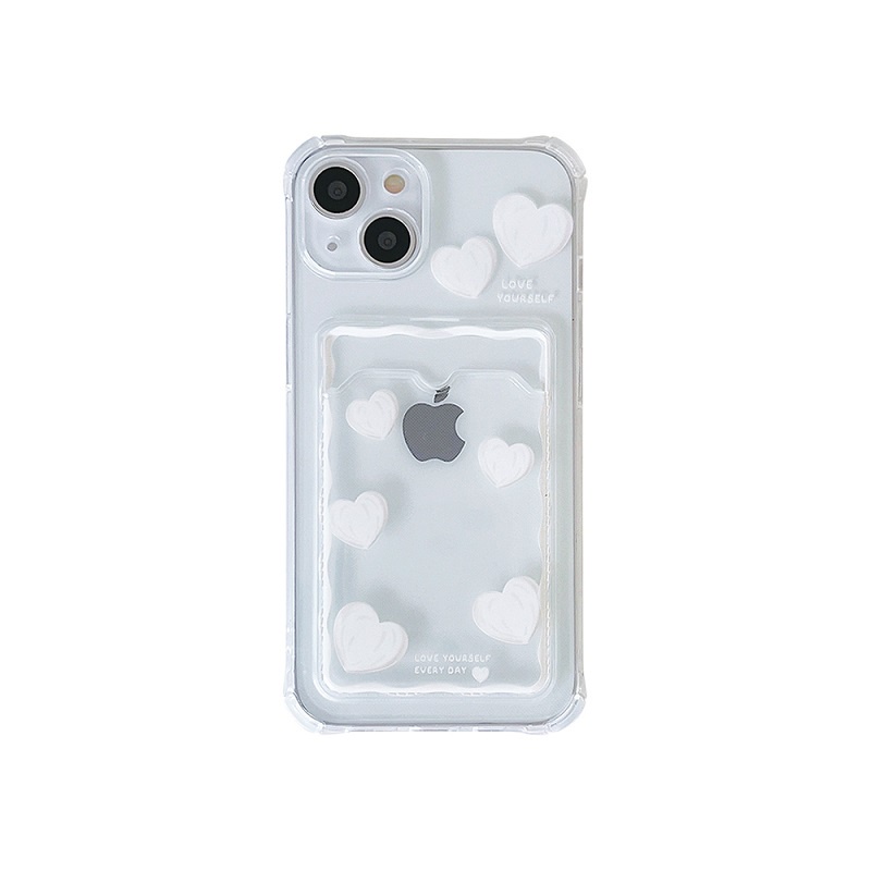 Soft Case Transparan Motif Hati Untuk iPhone 12 13 Pro MAX 11 X XR XS MAX 7 8 Plus