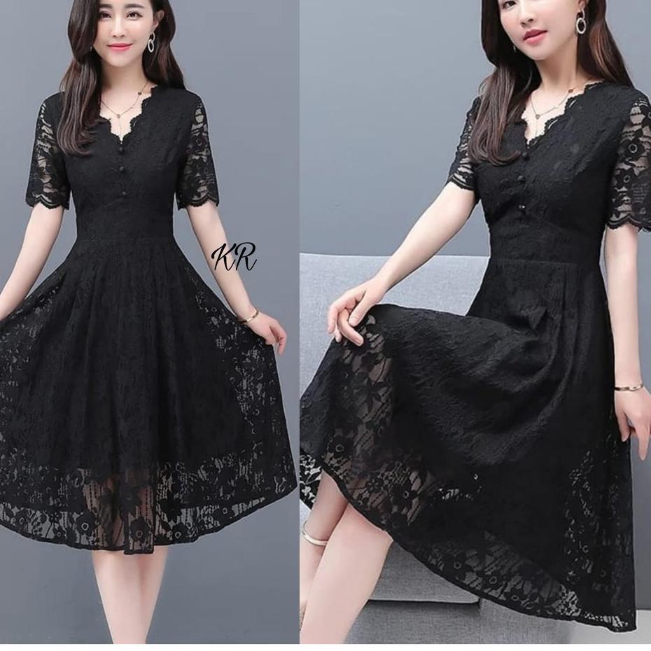 [DISCOUNT ZVG76] Dress Manuela Brukat dress brukat warna putih hitam maron navy/dress natal gereja /