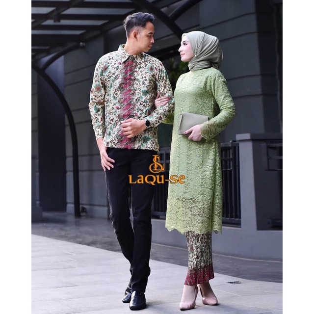 Setelan Kebaya Tunik Batik Couple Modern Terbaru Outfit Pasangan Kondangan Wisuda By Laquse_kebaya2