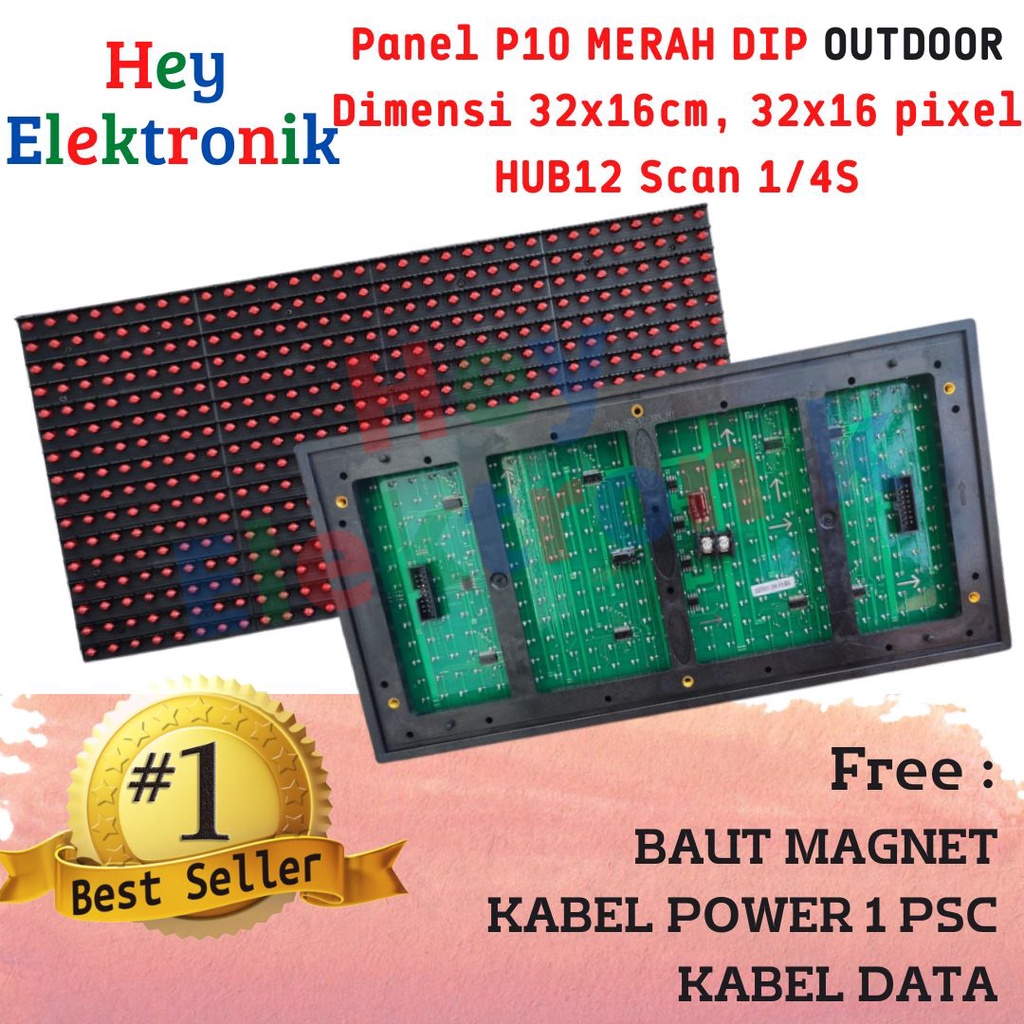 Panel Module Model LED P10 Merah Red DIP Outdoor Running Text