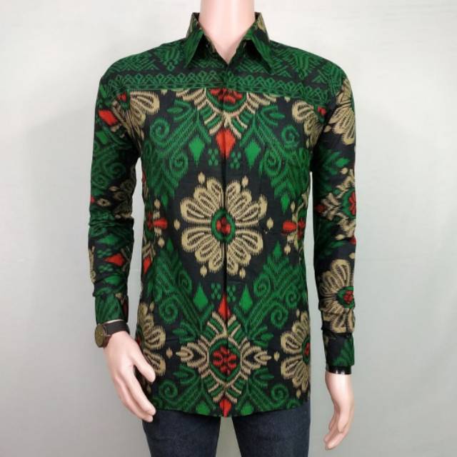 Batik lengan panjang hijau batik pekalongan